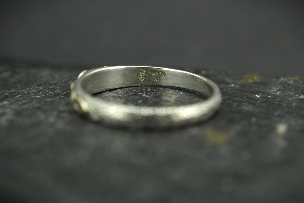 Green Scottish Sapphire Rough Shard with Scottish Gold Celtic Ring