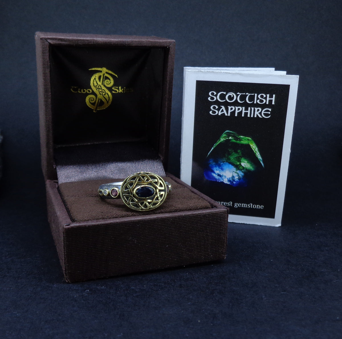 'Sæla' Scottish Sapphire, Garnet & Diamond Scottish Gold Sterling Silver Ring