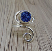 Old Willow 'Diamond' Pattern Sterling Silver Adjustable Twist Ring