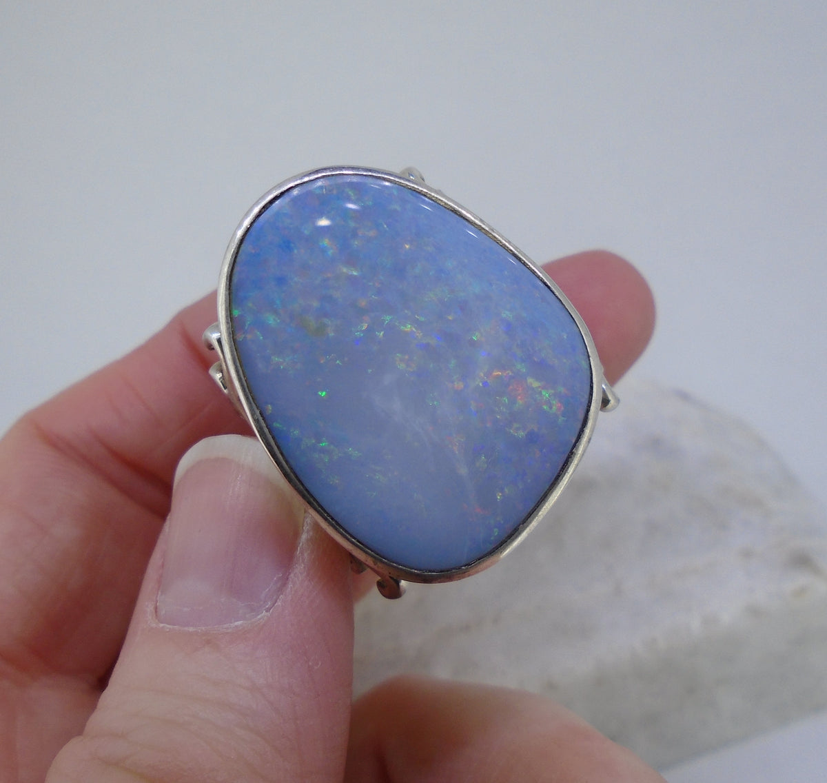 Opal Sterling Silver Filigree Ring
