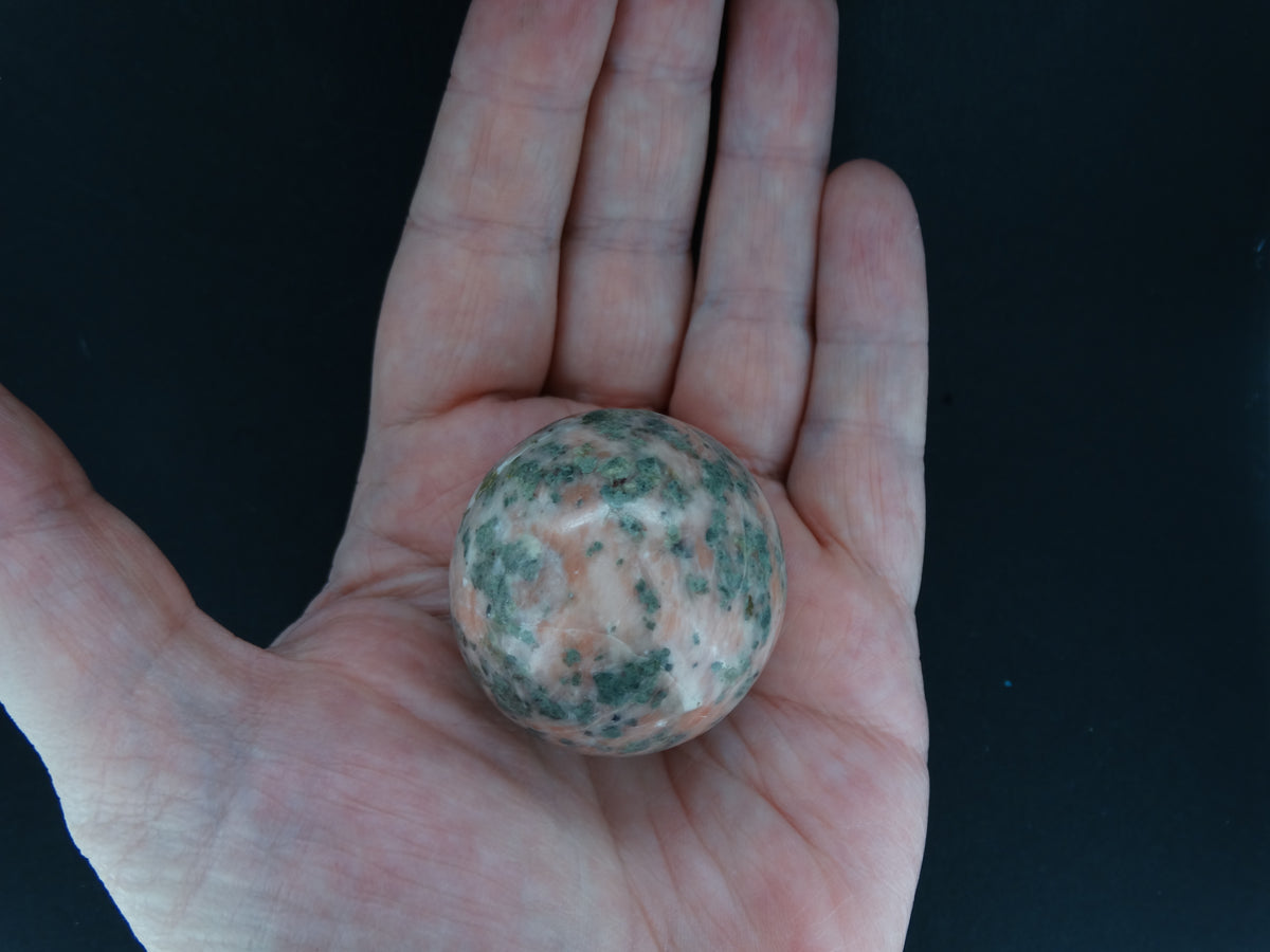 Rare Iona Pink Marble Carved Sphere