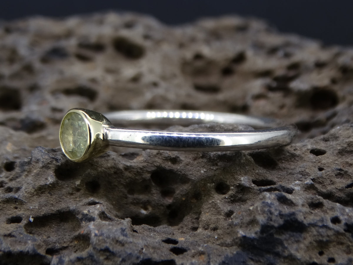 Delicate Scottish Beryl with Scottish Gold and Sterling Silver Ring