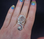 Herkimer Diamond & Zircon Sterling Silver Adjustable Ring