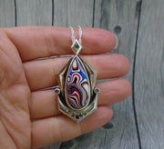 Fordite & Multi-Gemstone Sterling Silver Pendant