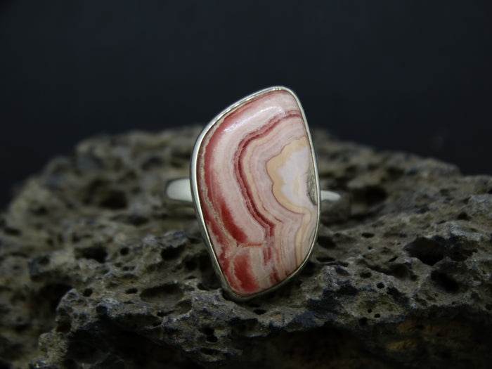 Rhodochrosite Sterling Silver Fancy Cut Ring