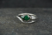 Malachite Sterling Silver Adjustable Serpent Ring