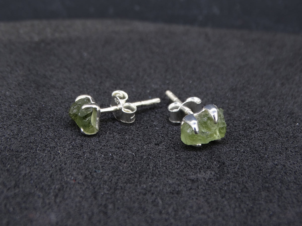 Moldavite Sterling Silver Stud Earrings
