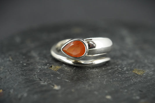 Scottish Carnelian Sterling Silver Snake Ring