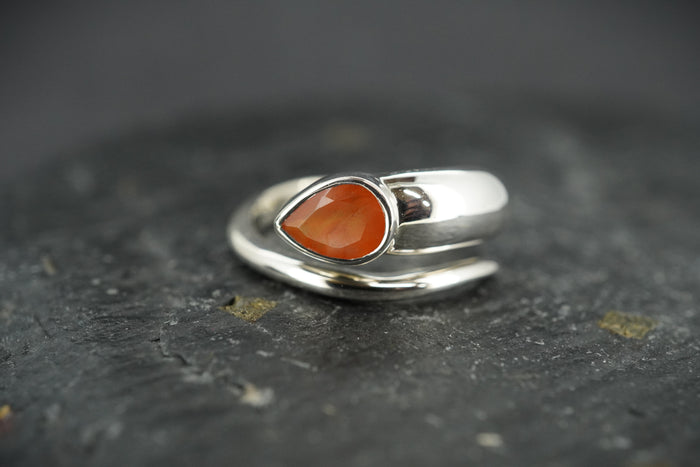 Scottish Carnelian Sterling Silver Snake Ring