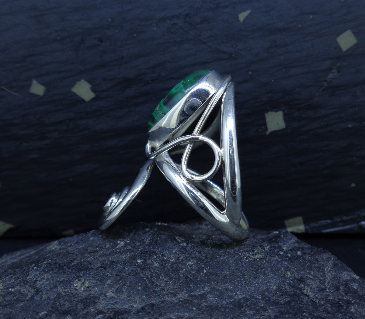 Malachite & Spinel Sterling Silver Ring
