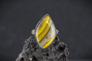Bumblebee Jasper Hammered Sterling Silver Ring