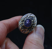 'Ostara' Scottish Amethyst & Diamonds in a Scottish Gold & Sterling Silver Ring