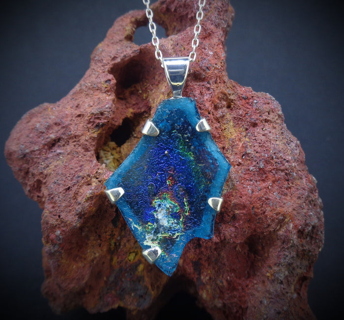 Ancient Roman Glass Sterling Silver Pendant