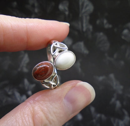Scottish Lewisian and Iona Twin Celtic Knot Sterling Silver Ring