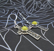 Highland Marble  Sterling Silver Celtic Cross Earrings