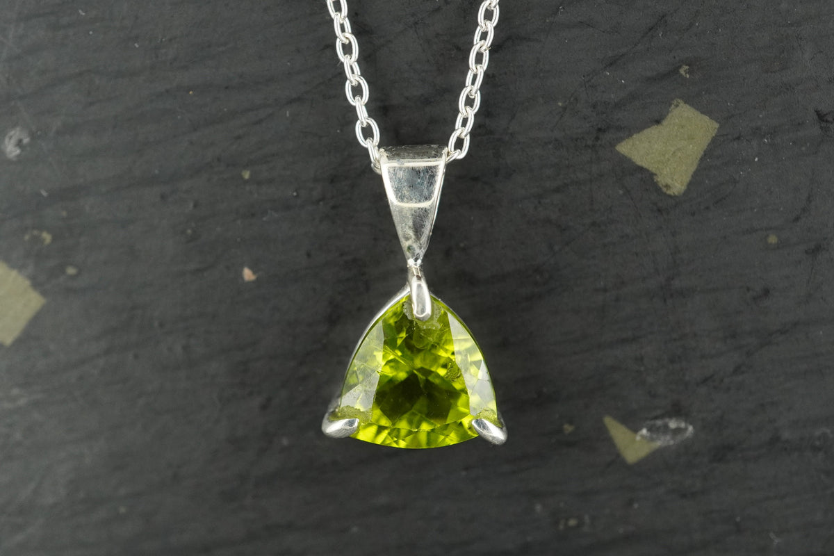 Peridot Trillion Sterling Silver Pendant