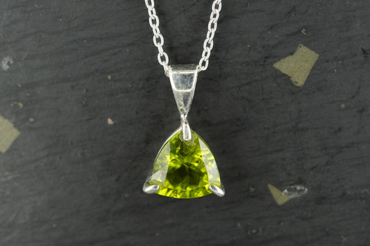 Peridot Trillion Sterling Silver Pendant