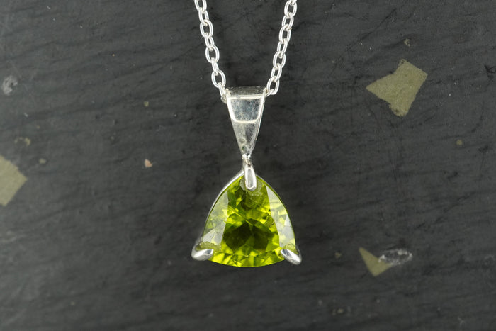 Peridot Trillion Sterling Silver Pendant