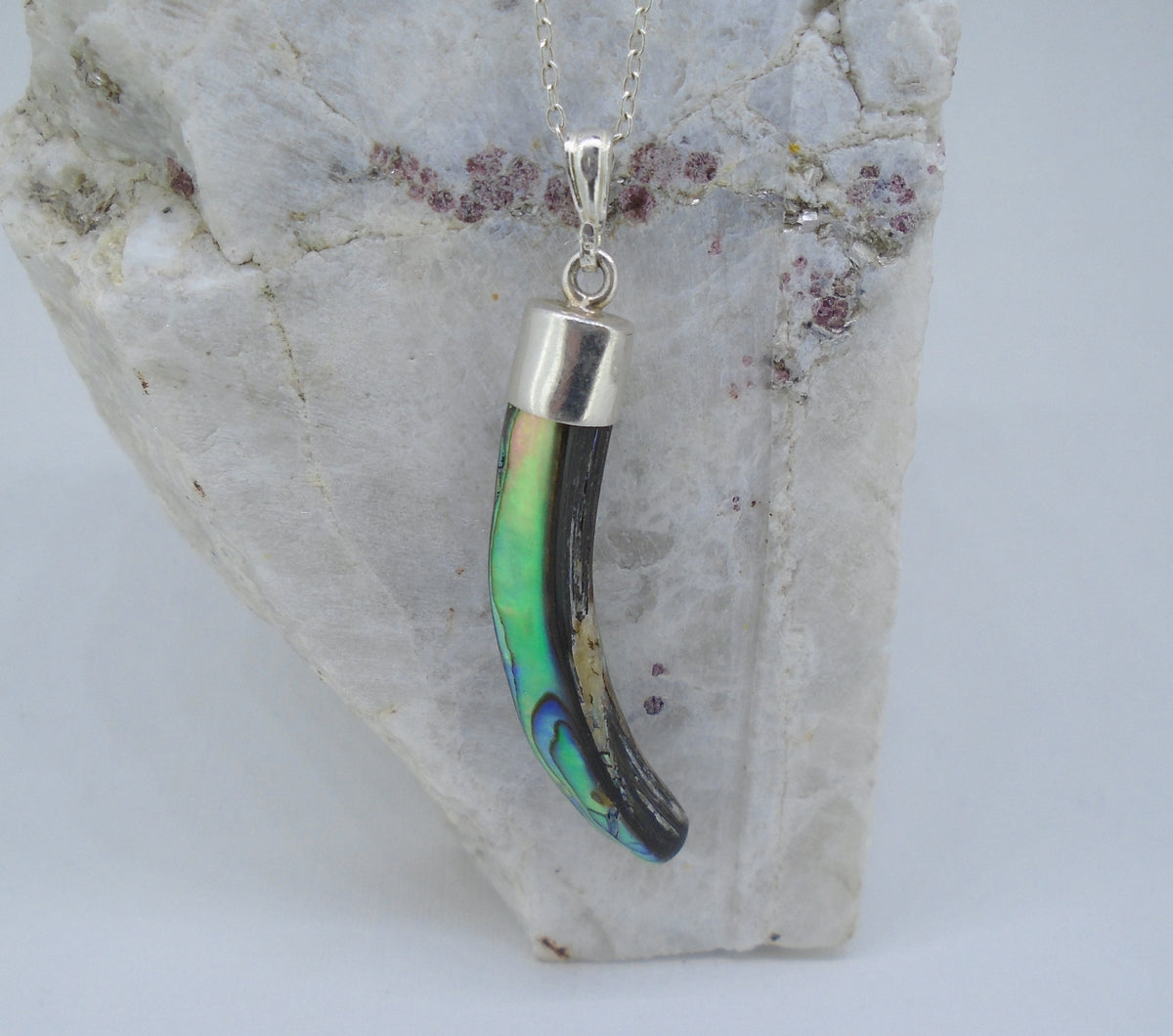 Paua Shell 'Rib' Sterling Silver Pendant