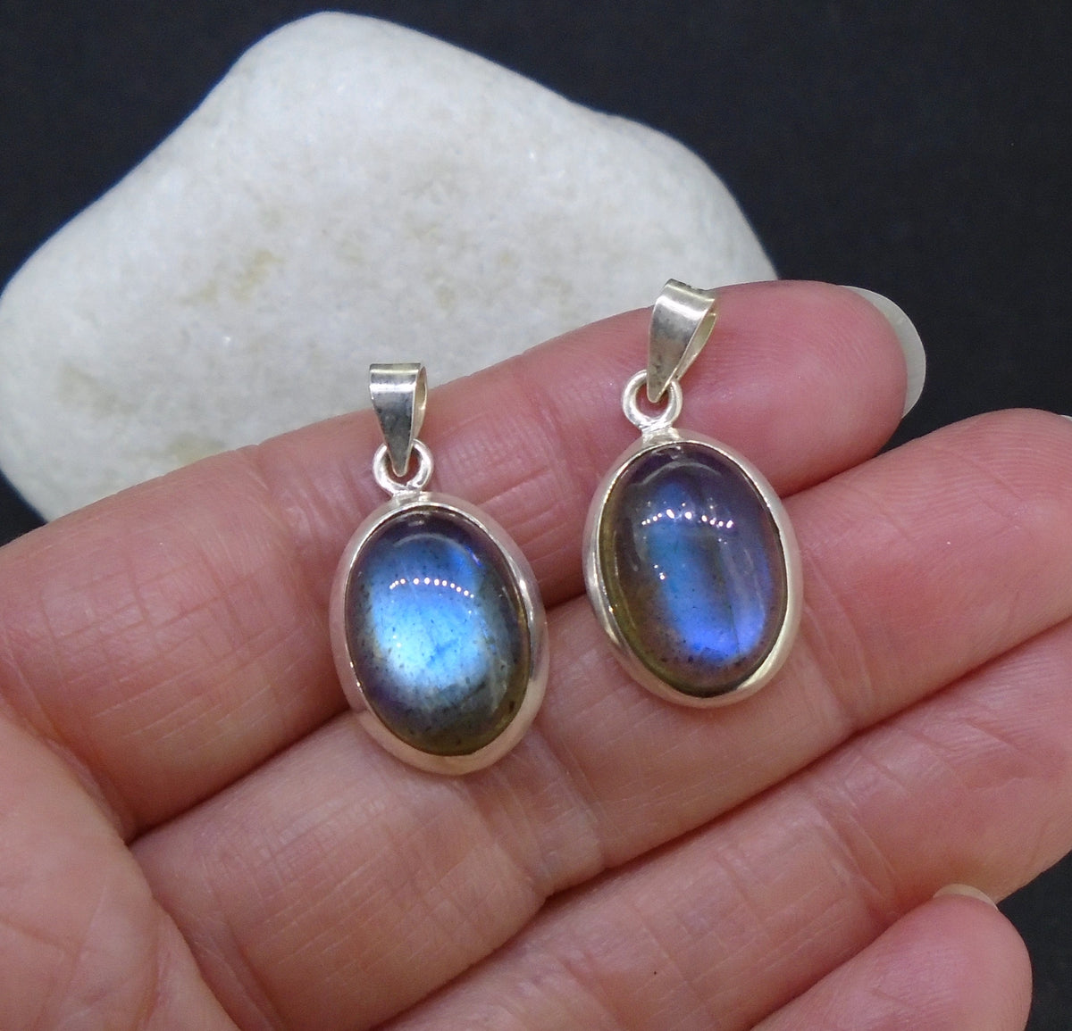 Simple Labradorite Sterling Silver Pendant