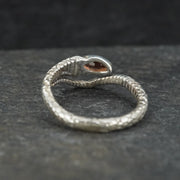 Garnet Sterling Silver Serpent Ring