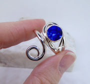 Old Willow Flow Blue Style Sterling Silver Adjustable Twist Ring