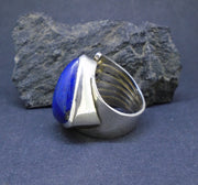 Lapis Lazuli & Sapphire Sterling Silver & 18ct Gold Ring, Size X