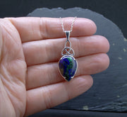 Azurite Malachite Sterling Silver Celtic Pendant