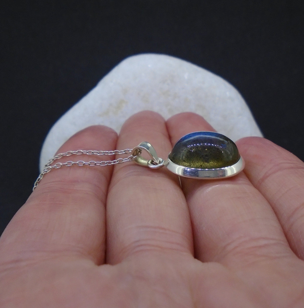 Simple Labradorite Sterling Silver Pendant