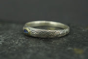 Scottish Sapphire & Scottish Gold Hand Carved Celtic Ring