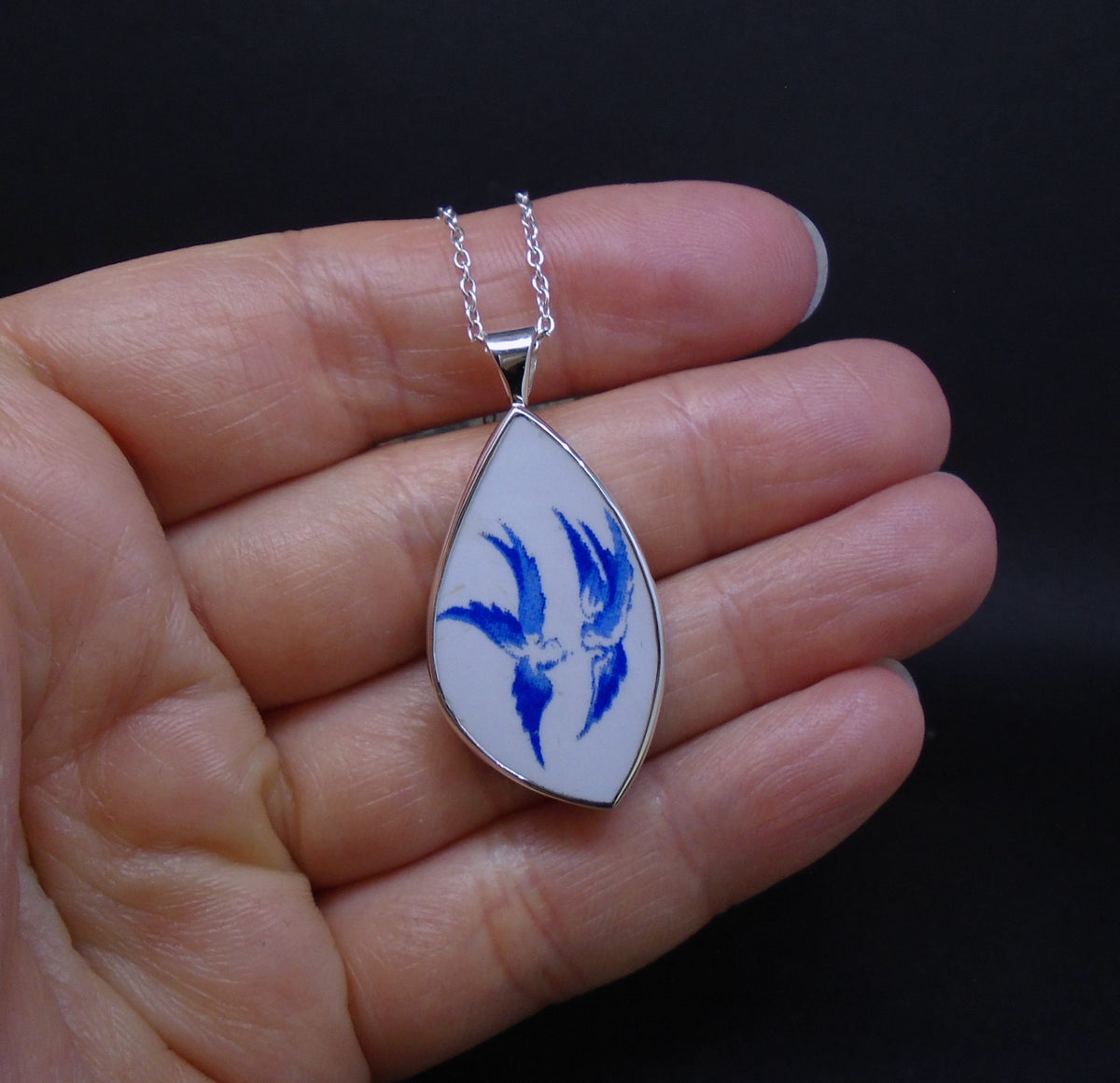 Old Willow Doves Sterling Silver Pendant