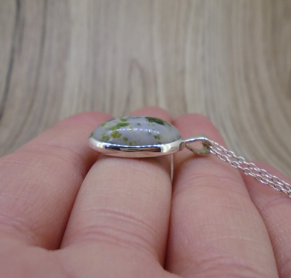 Dark Iona Marble Sterling Silver Pendant