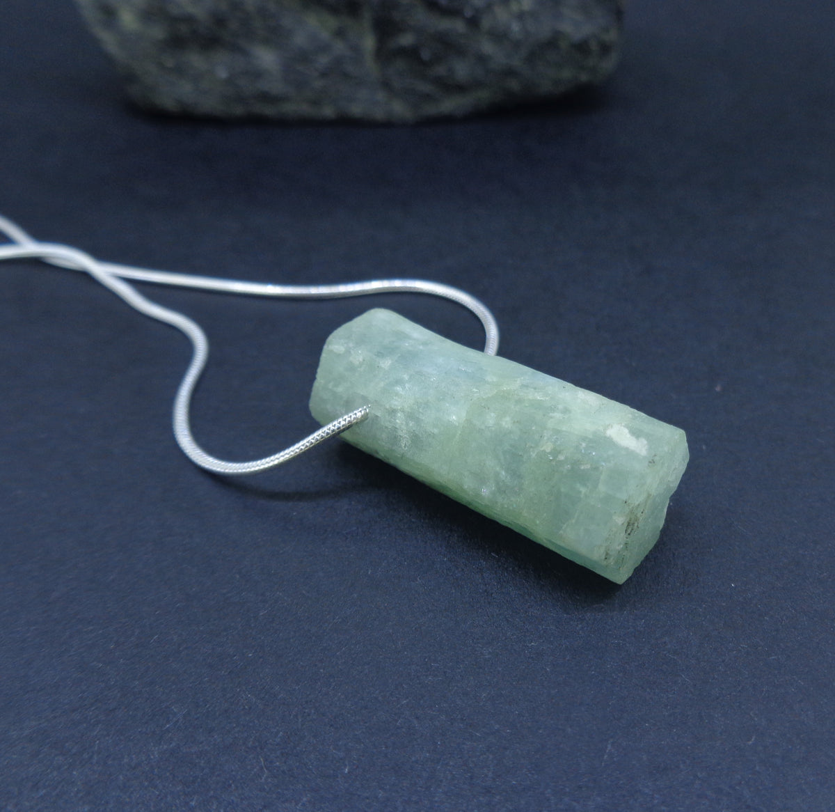 Rough Aquamarine Sterling Silver Necklace