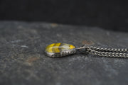 Bumblebee Jasper Hammered Sterling Silver Pendant