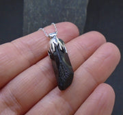 Black Tourmaline Shard Sterling Silver Pendant