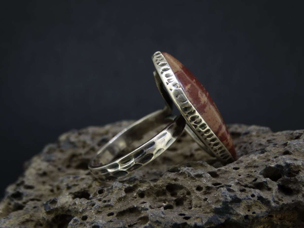 Arthur's Seat Jasper Hammered Sterling Silver Ring