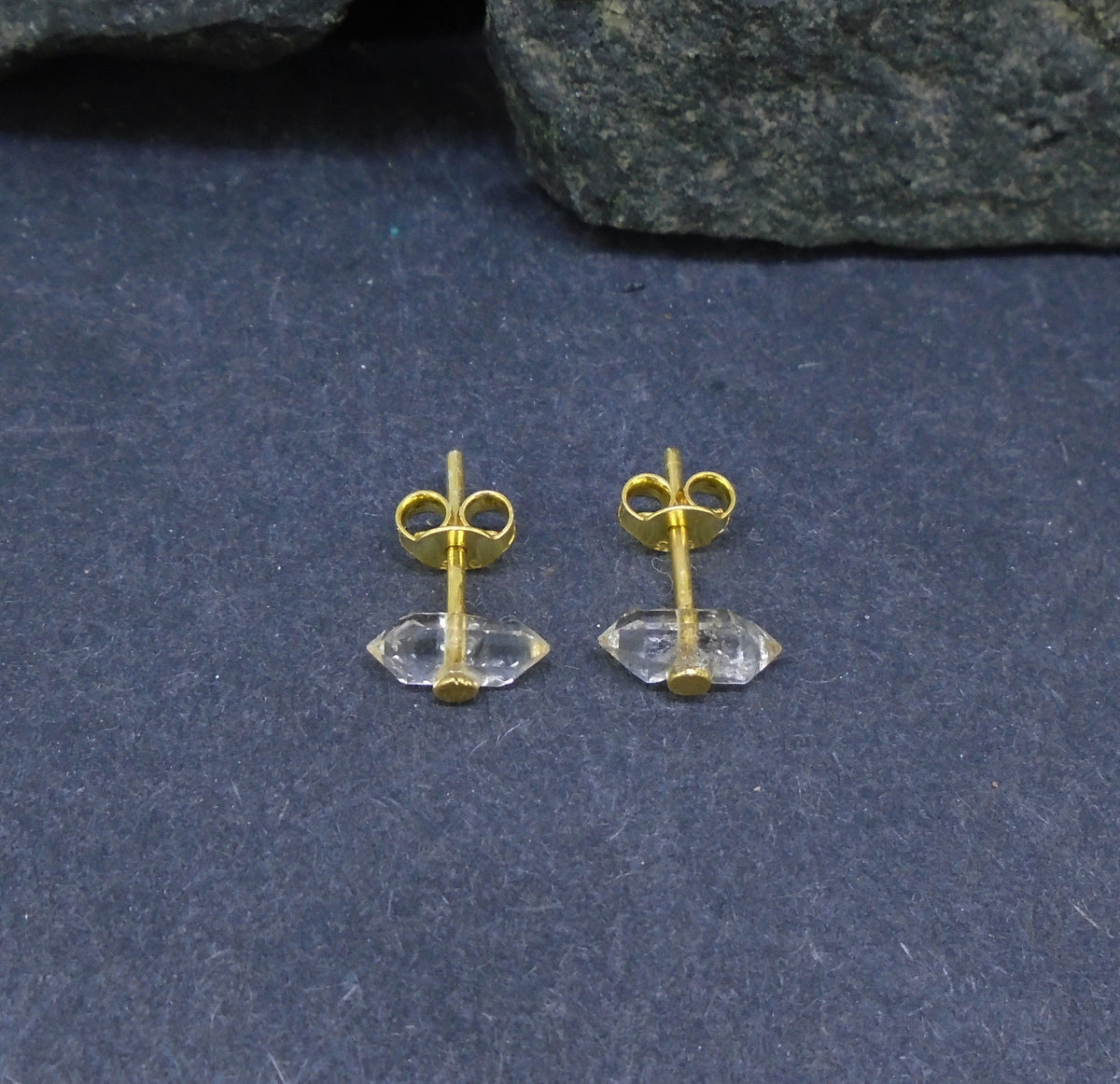 Herkimer Diamond Gold Plated Sterling Silver Studs