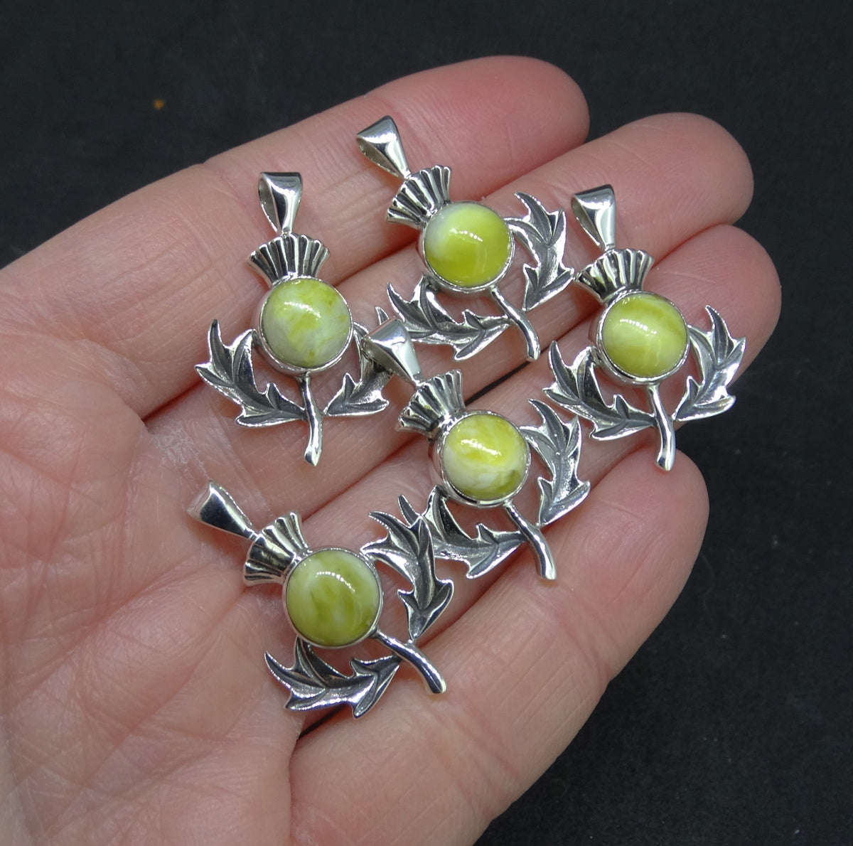 Highland Marble Scottish Thistle Sterling Silver Pendant