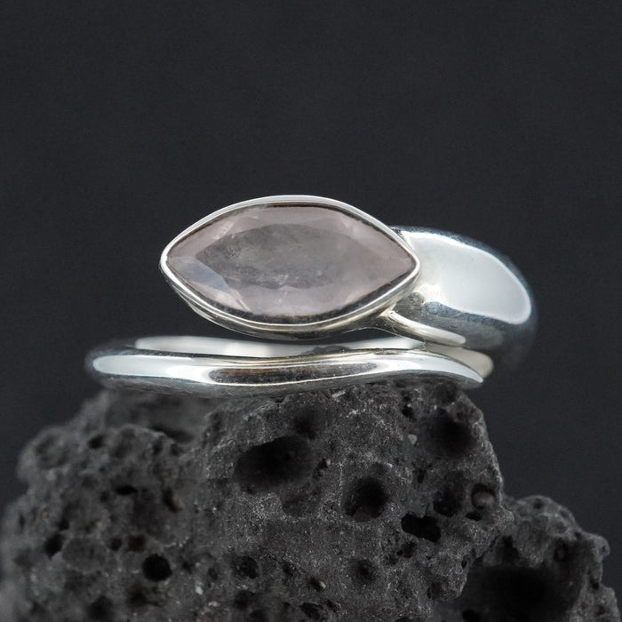 Rose Quartz Sterling Silver Wrap Snake Ring