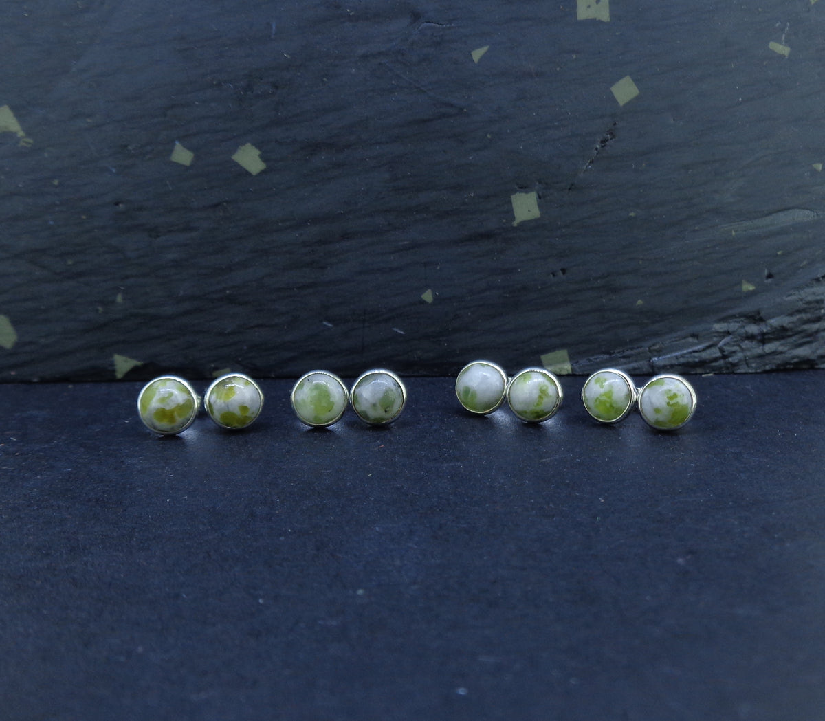 Iona Marble 6mm Sterling Silver Stud Earrings