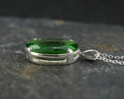 Faceted Oval Edinburgh Sea Glass Sterling Silver Claw Set Pendant