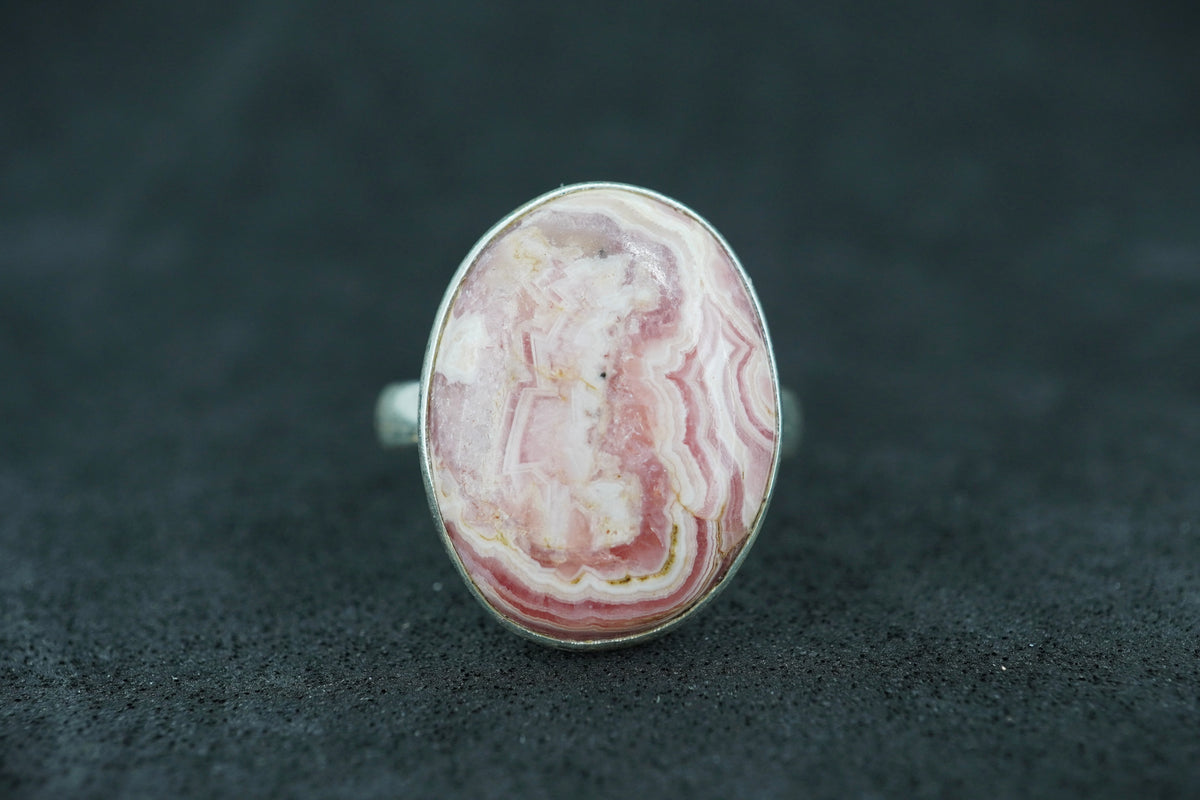 Rhodochrosite Sterling Silver Oval Ring
