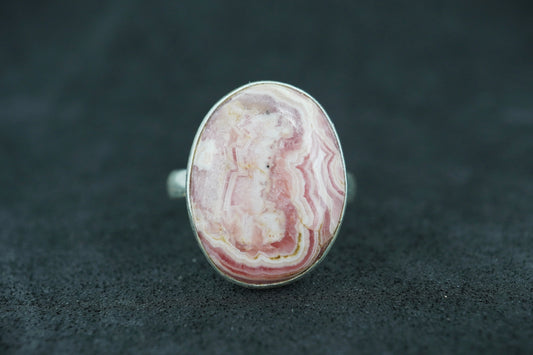 Rhodochrosite Sterling Silver Oval Ring