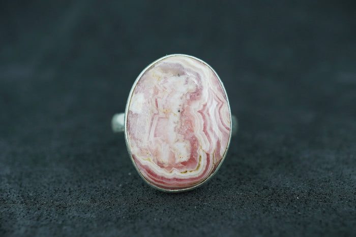 Rhodochrosite Sterling Silver Oval Ring