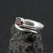 Garnet Sterling Silver Snake Ring