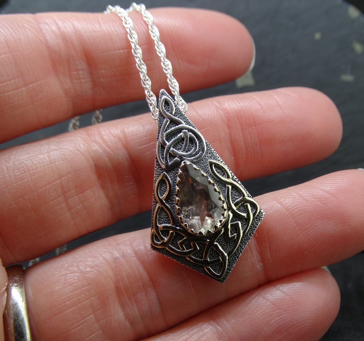 Perthshire Smoky Quartz in a Scottish Gold & Sterling Silver Pendant
