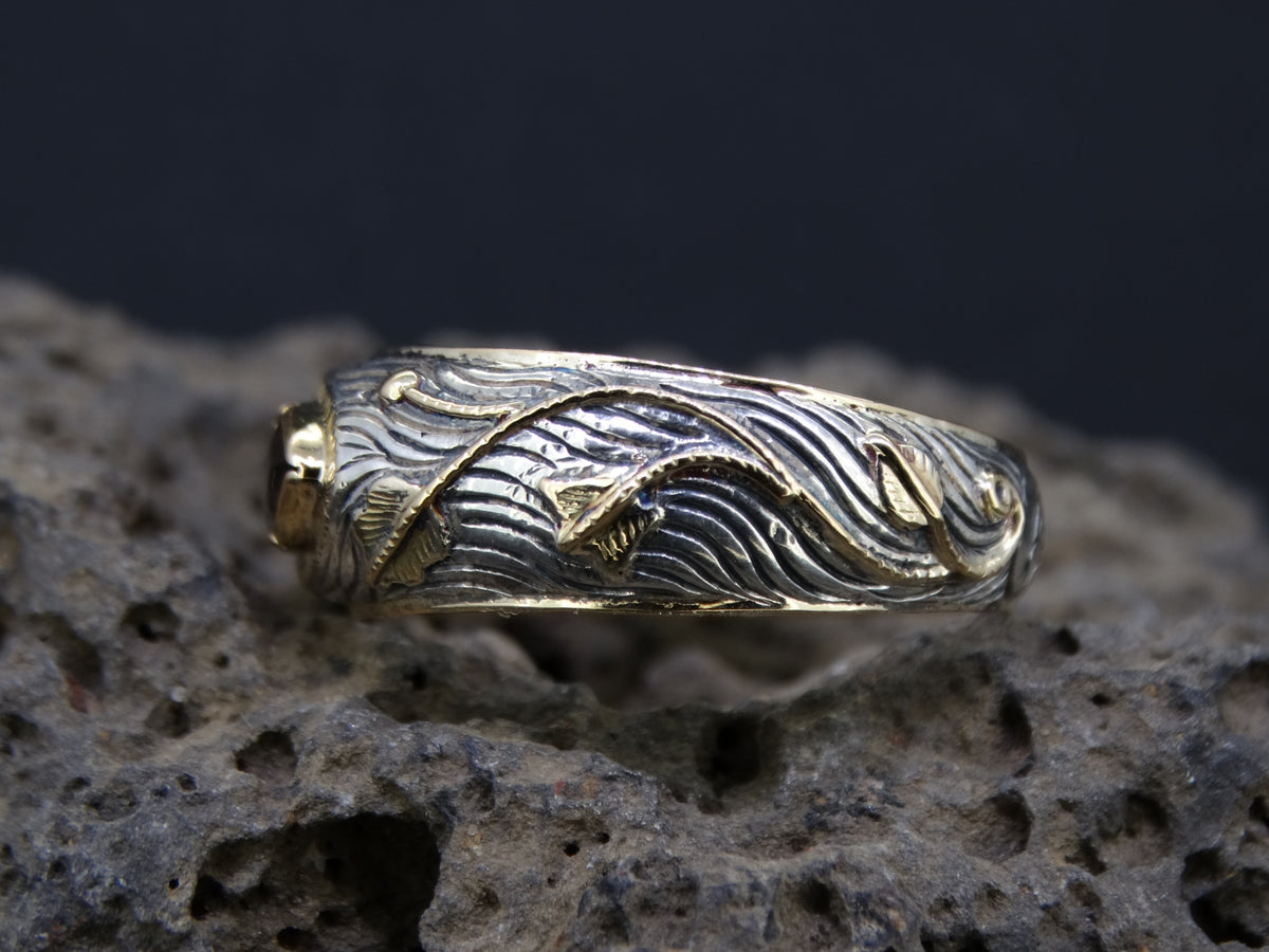Cairngorm Quartz Scottish Gold and Silver Vine Design Ring