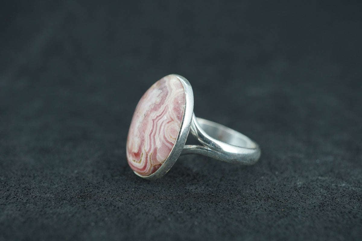 Rhodochrosite Sterling Silver Oval Ring