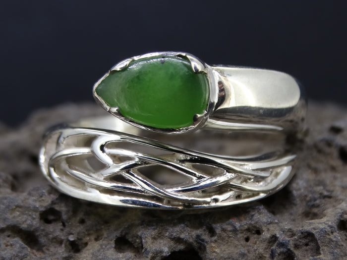 Canadian Jade Sterling Silver Snake Ring