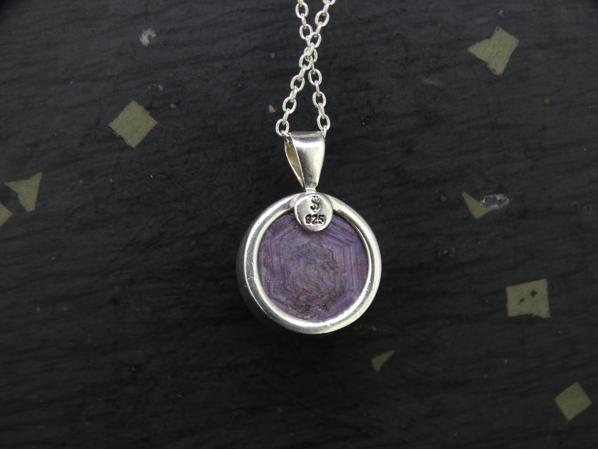 Natural Purple Star Ruby Sterling Silver Pendant